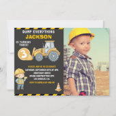 Invitation "DUMP EVERYTHING! Photo –Construction 3rd Birthday (Devant)