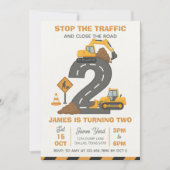 Invitation Dump Truck Construction 2nd Birthday (Devant)