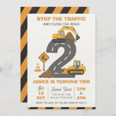 Invitation Dump Truck Construction 2nd Birthday (Devant / Derrière)
