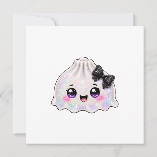Invitation Dumpling fantôme blanc Squishy Halloween noir (Devant)