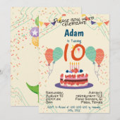 Invitation d'un Anniversaire de enfant : ballons, (Devant / Derrière)