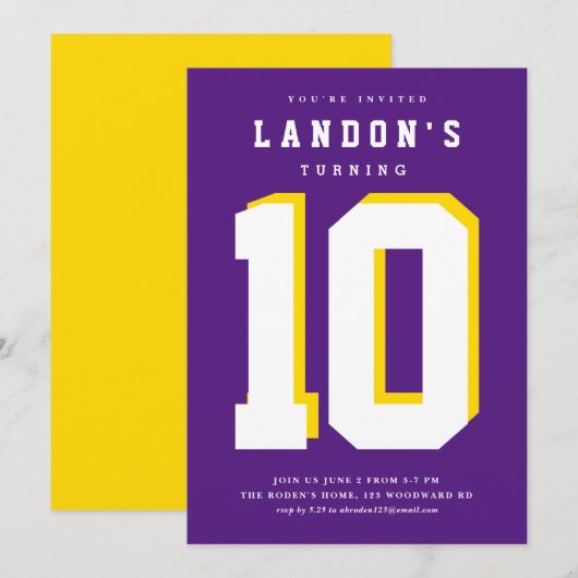 Invitation d'un anniversaire de enfant fanatique d (Devant / Derrière)