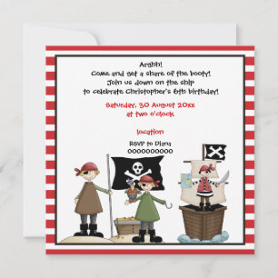 Invitation d'un anniversaire de enfant pirate - fr