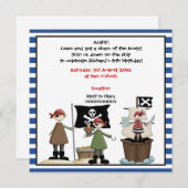 Invitation d'un anniversaire de enfant pirate - Fr (Devant / Derrière)