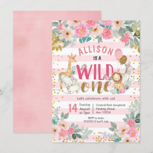 Invitation d'un anniversaire pour une fille safari