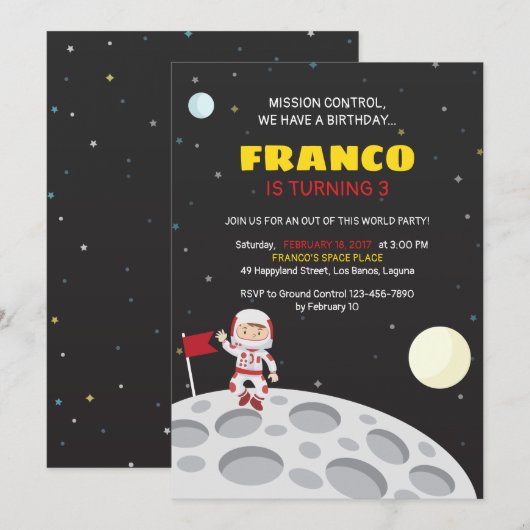 Invitation d'un astronaute sur la Lune (Devant / Derrière)