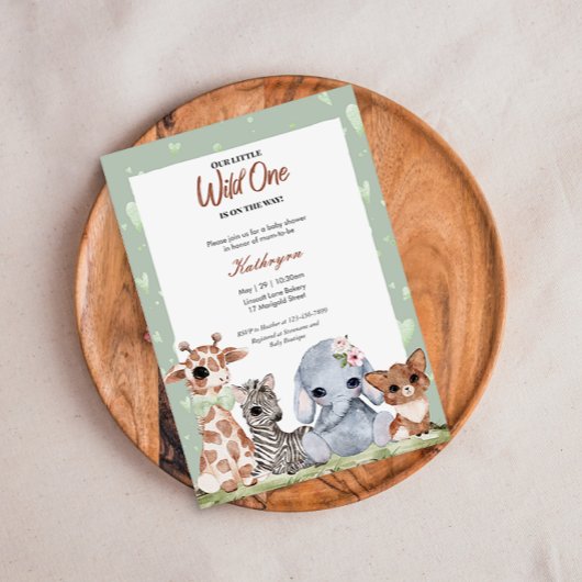 Invitation d'un Baby shower animal un peu sauvage