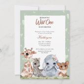 Invitation d'un Baby shower animal un peu sauvage (Devant)