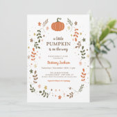 Invitation d'un Baby shower d'automne blanc un peu (Debout devant)