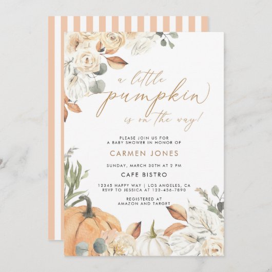 Invitation d'un Baby shower d'automne un peu Citro (Devant / Derrière)