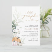 Invitation d'un Baby shower d'automne un peu Citro (Debout devant)