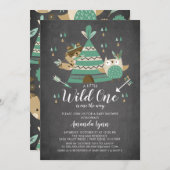 Invitation d'un Baby shower Wild Chalkboard (Devant / Derrière)