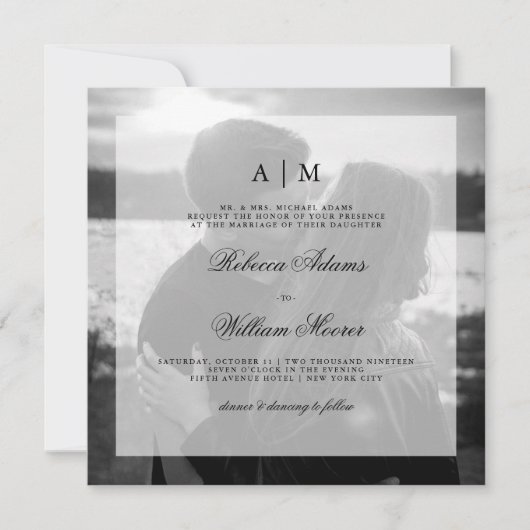 Invitation d'un Carré photo Mariage moderne| Super (Devant)