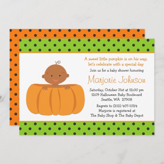 Invitation d'un Citrouille afro-américain (Devant / Derrière)