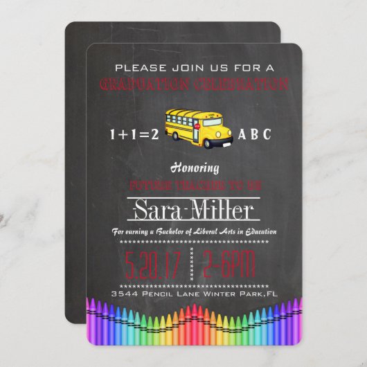 Invitation d'un enseignant d'autobus scolaire et s (Devant / Derrière)