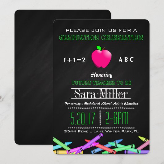 Invitation d'un enseignant de Crayon et Apple (Devant / Derrière)