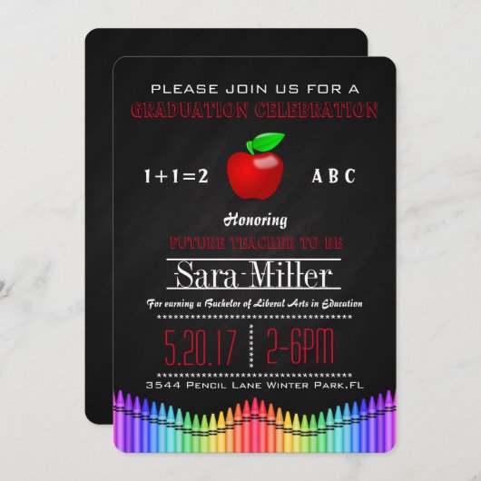 Invitation d'un enseignant de Crayon et Apple (Devant / Derrière)