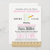 Invitation d'un enseignant de règle et crayon (Devant / Derrière)