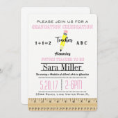 Invitation d'un enseignant de règle et crayon (Devant / Derrière)