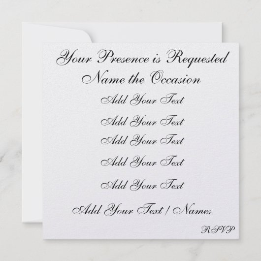 Invitation d'un événement royal (Dos)