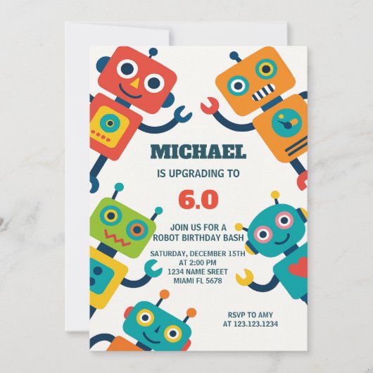Invitation d'un groupe de robots pour les enfants (Devant)