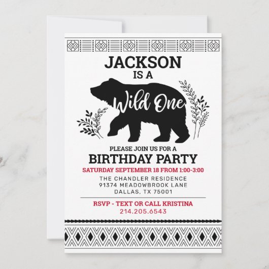 Invitation d'un ours sauvage (Devant)