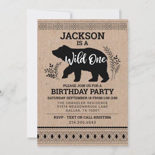 Invitation d'un ours sauvage (Devant)