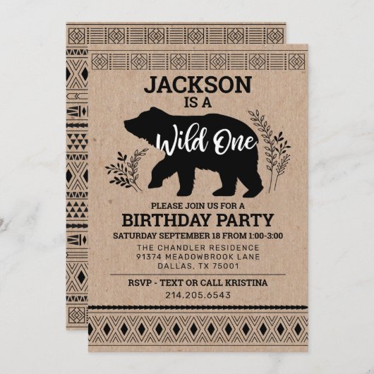 Invitation d'un ours sauvage (Devant / Derrière)