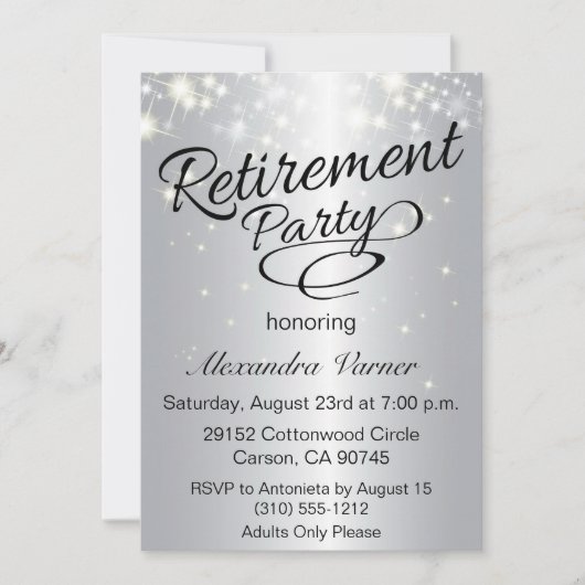 Invitation d'un parti de retraite élégant - Argent (Devant)