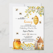 Invitation d'un petit Baby shower de bocal de miel (Devant)
