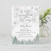 Invitation d'un petit Baby shower gris Snowflake (Debout devant)