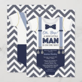 Invitation d'un petit Baby shower, vêtement de gar (Devant / Derrière)