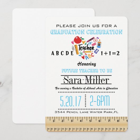 Invitation d'un professeur de règle et de pomme (Devant / Derrière)