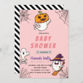 Invitation d'une baby shower fantôme d'Halloween (Devant / Derrière)