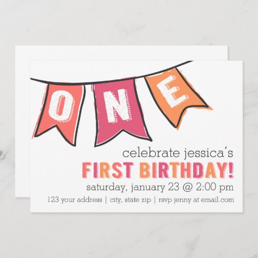 Invitation d'une bannière - Fille (Devant / Derrière)