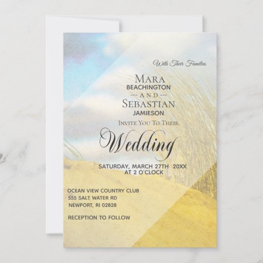 Invitation ** Dune de sable Pastel Beach Grass Mariage (Devant)