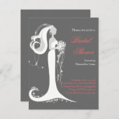 Invitation d'une Fête des mariées de mariée élégan (Devant / Derrière)