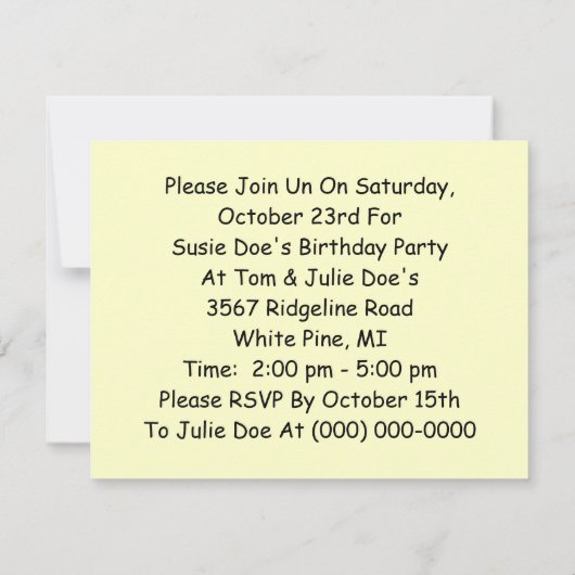 Invitation d'une fille qui a son avenir (Dos)