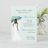 Invitation d'une mariée avec un parapluie Turquois (Debout devant)