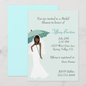 Invitation d'une mariée avec un parapluie Turquois (Devant / Derrière)