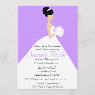 Invitation d'une mariée de cheveux noirs Fête de l