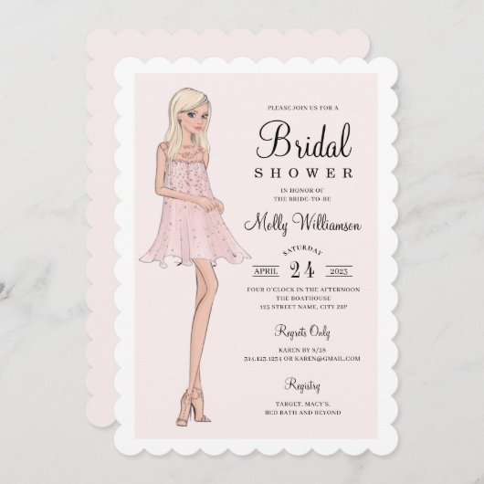 Invitation d'une mariée de mode (Devant / Derrière)