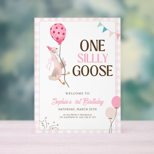 Invitation d'une oie sotte, 1er anniversaire fille (Neutre)