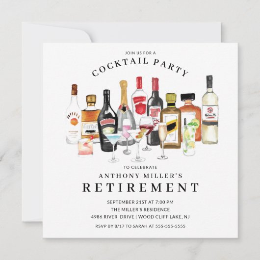 Invitation d'une partie de retrait de cocktail mod (Devant)