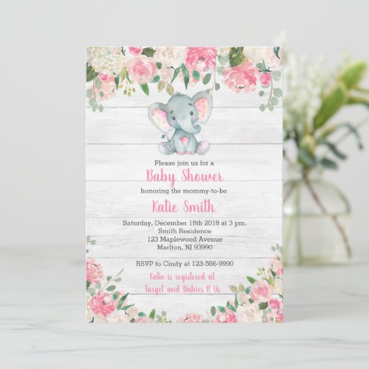 Invitation d'une petite fille à une douche d'éléph (Debout devant)