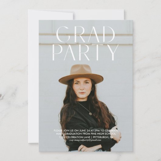 Invitation d'une soirée de graduation simple moder (Devant)