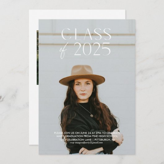 Invitation d'une soirée de graduation simple moder (Devant / Derrière)