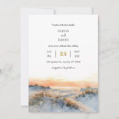 Invitation Dunes côtières coucher de soleil doré Soirée de pl (Devant)