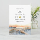 Invitation Dunes côtières coucher de soleil doré Soirée de pl (Debout devant)