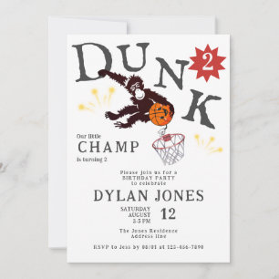 Invitation Dunk ! Anniversaire de enfant de basket-ball Littl